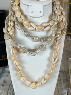 Shell Bead Multi-Strand Necklace - Cream & Beige